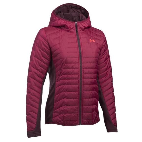 Under Armour ColdGear Reactor Hybrid Jacket Women's Full Zip Puffer Hoodie Small - Picture 1 of 6